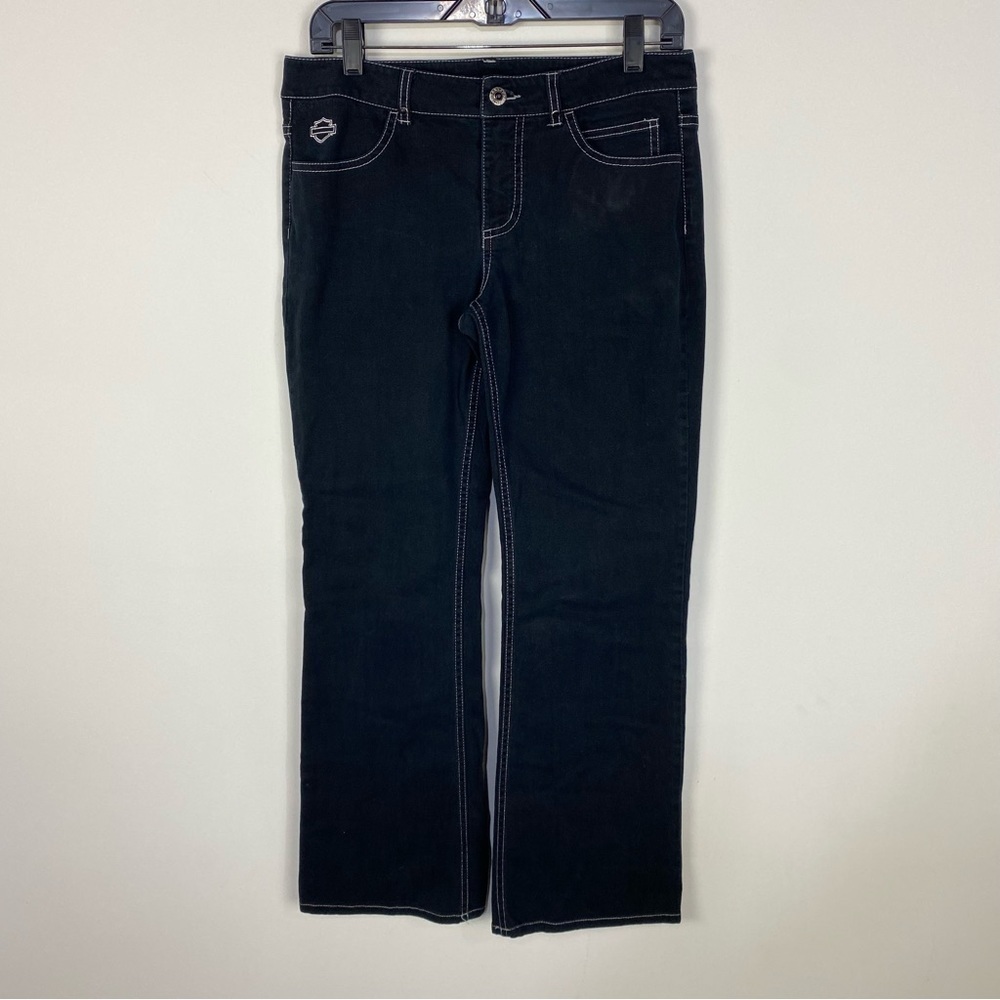 Harley Davidson dark wash straight leg denim jeans biker motorcycle